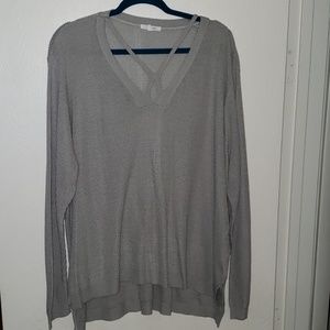 High-low ribbed sweater